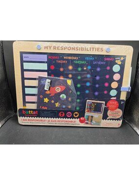 Battat Education Magnetic Responsibility Chart With 92 Pieces & Dry Erase Marker